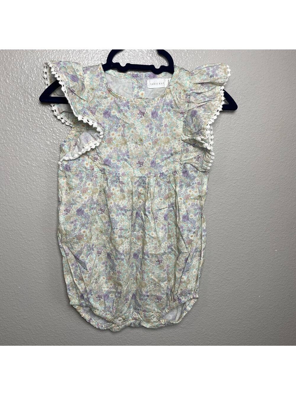 Jamie Kay Girls Size 2 Y Floral Ruffle Sleeve Romper Toddler Organic Cotton